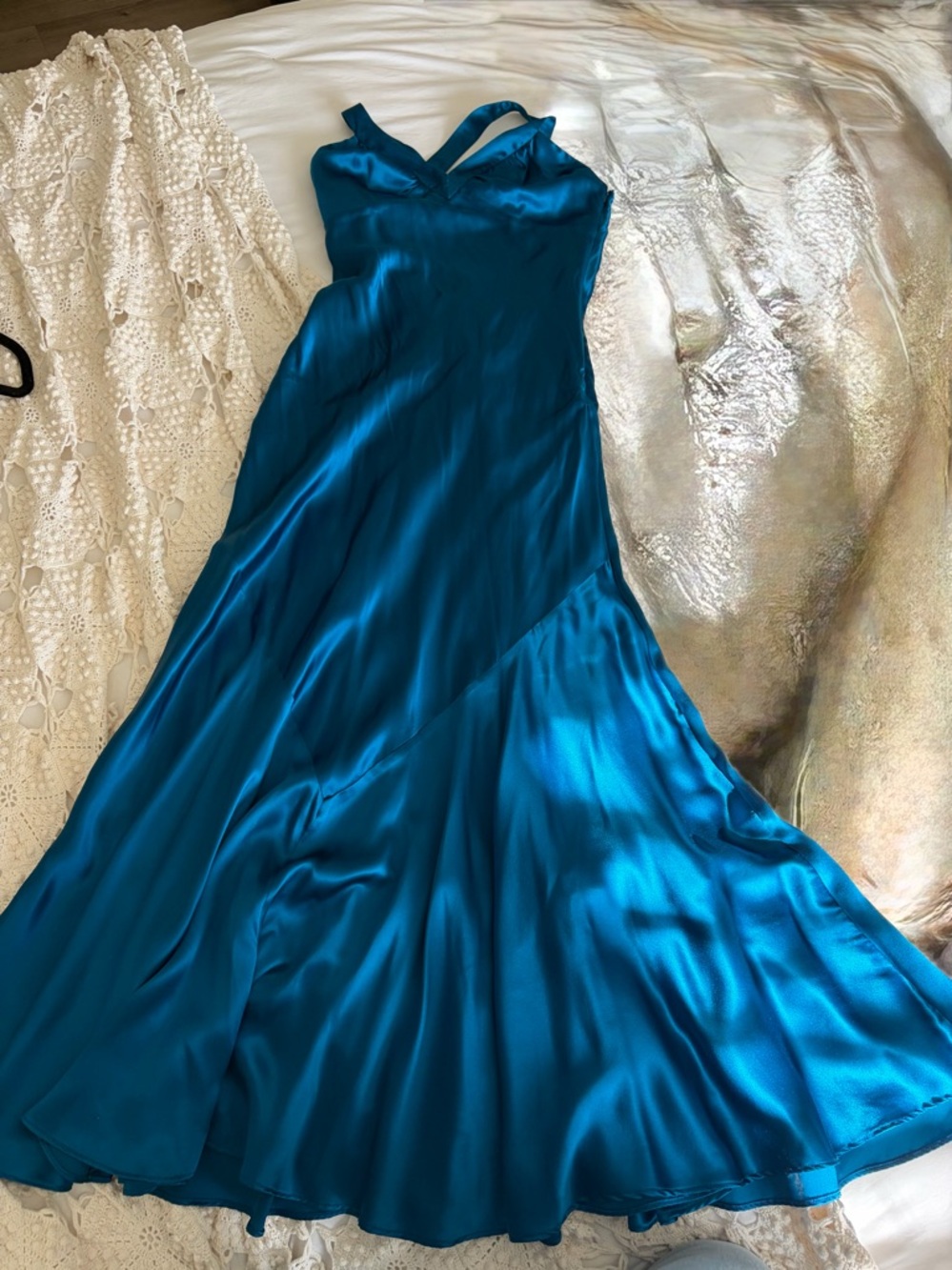 Vintage Y2K Blue Silk Dress Papell Boutique.
